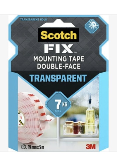 3M Scotch FIX Şeffaf Çift Taraflı Montaj Bandı 19mm*5mt