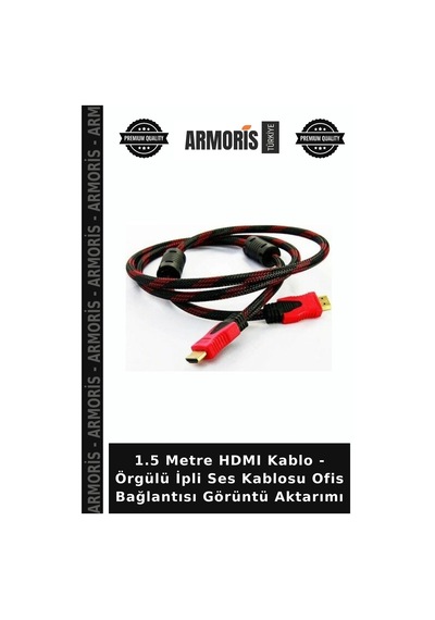 1.5 Metre Hdmı Kablo - Örgülü İpli Ses Kablosu Ofis Bağlantısı Görüntü Aktarımı