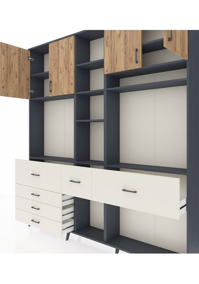 Arges Dolap 11 Raflı 6 Çekmeceli 4 Kapaklı 220x30x243 Antrasit-çam/aytaşı Atlas Çam/aytası Arges Dolap 11 Raflı 6 Çekmeceli 4 Kapaklı 220x30x243 Antrasit-çam/aytaşı Atlas Çam/aytası