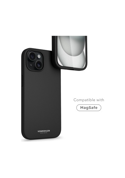 Vonmahlen Apple Uyumlu iPhone 15 Plus Magsafe Silikon Kılıf Siyah