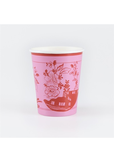 Meri Meri - Pembe Vintage Botanik Bardaklar - 8 Adet