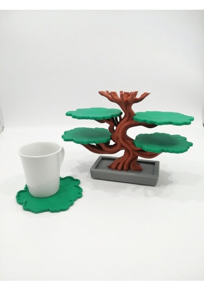 Bonsai Ağacı Bardak Altlığı Set 5'li Dekoratif Yaprak Bardak Altlığı Stand - Modern Mutfak Aksesuar Diğer