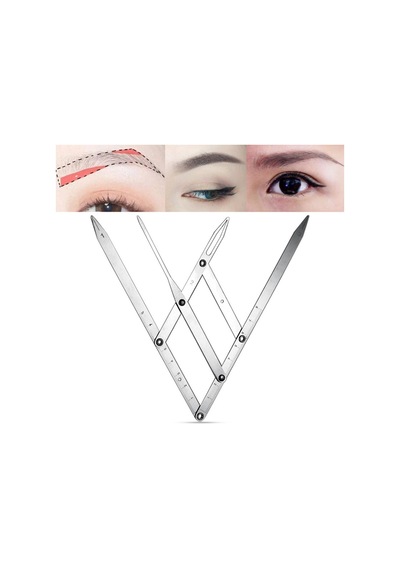 Mufunye Paslanmaz Çelik Kaş Makyaj Cetveli Katlanabilir Kaş Microblading Kalıcı Makyaj Yeniden Kullanılabilir Ölçüm Aracı