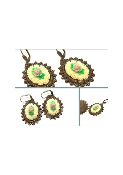 Omeniv Klasik Floral Tasarım Vintage-Retro Küpe Çok Renkli