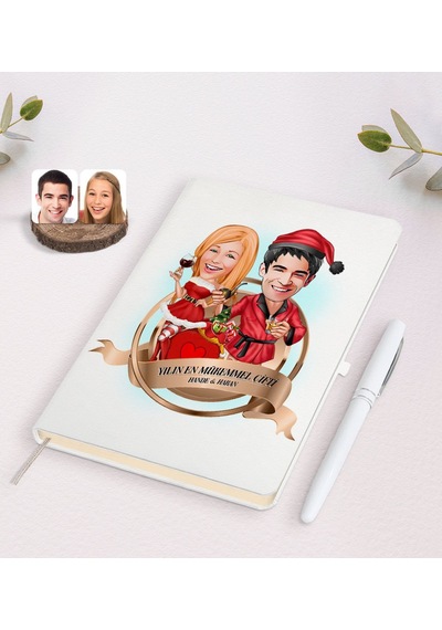 Kişiye Özel Yılın En Mükemmel Çifti Karikatürlü Beyaz Defter ve K N11.1271 Beyaz