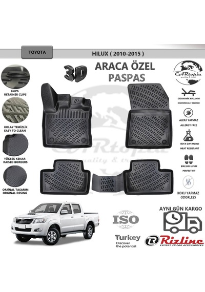 Toyota Uyumlu Hilux / 2010-2015 / Siyah / Rizline Paspas