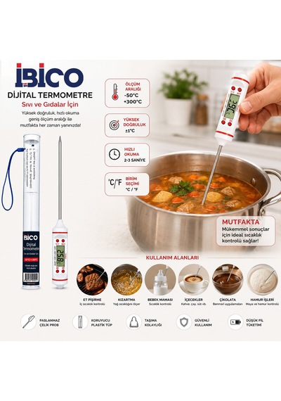 İbico İ11-004 Dijital Mutfak Termometresi Tp-101 -50 C & +300 C - 10'li Paket Diğer