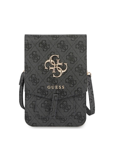 Guess Lisanslı Omuz Çantası Askılı Mıknatıs Kapaklı 4G Desen 4G Logolu 5 Hazneli Gri