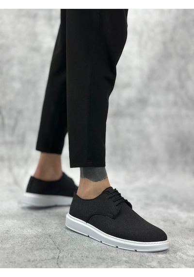 DMR Elegance Ba0003 Bağcıklı Klasik Spor Keten Siyah Beyaz Taban Casual Erkek Ayakkabı Rekli DMR Elegance Ba0003 Bağcıklı Klasik Spor Keten Siyah Beyaz Taban Casual Erkek Ayakkabı Rekli