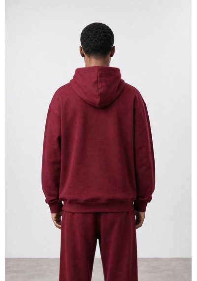 Erkek Respire Basic Oversize Zip Bordo