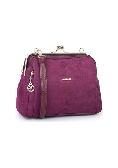 Nas Bag Burslu Klipsli Vintage Omuz Ve Çapraz Çanta 23x20 Cm Ebatlarındadır Bordo Süet