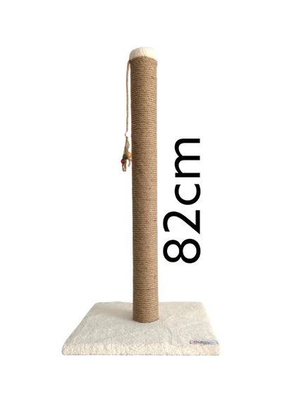 82 Cm Kedi Tırmalama Tahtası 8 Çap Boru Çapı Tek Parça Ekru