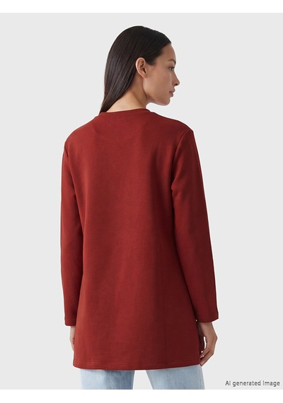 Lcwaıkıkı Classic Bordo Bisiklet Yaka Kadın Sweatshirt Tunik