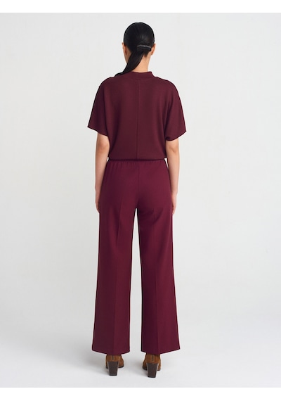 Dilvin 71598 Uzun Dökümlü Şık Pantolon Bordo