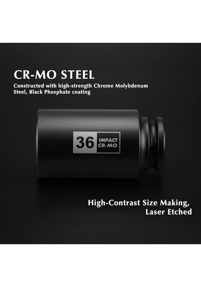 4 Adet 1/2 Tahrik Derin Darbeli Soket Seti, Cr-mo, 12 Nokta, Metrik, Derin Mil Aks Somunu Darbe Soket Seti-30 Mm, 32 Mm,