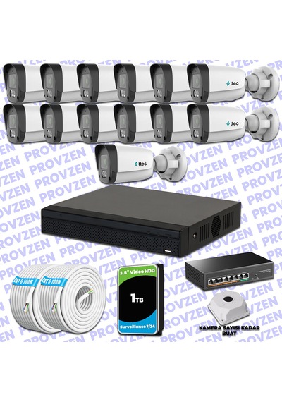 Provzen Ttec Hikvision 13 Kameralı Ip Full Hd Mikrofonlu Güvenlik Kamerası