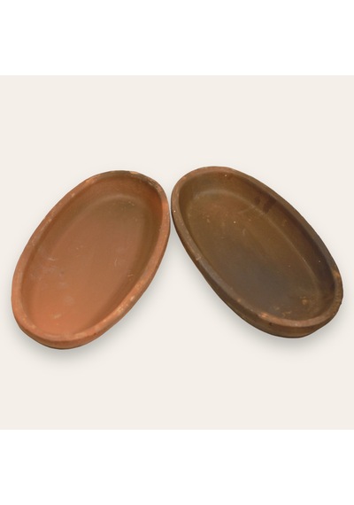 2'li Toprak Sırsız Oval Balık Güveci Pişirme Tavası 30x15x4