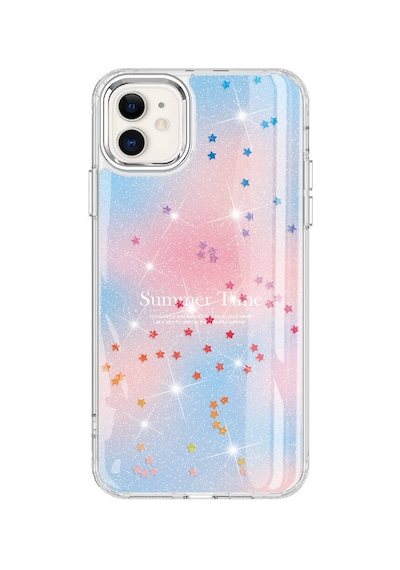 Apple Uyumlu iPhone 11 Kılıf Simli Desenli Parlak Zore Task Kapak Pembe