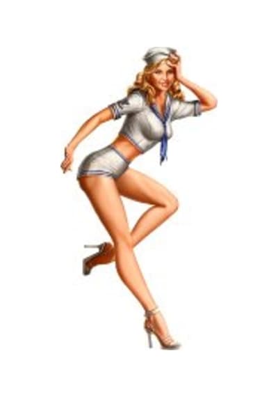 Bay Etiket Pnp4 Denizci Pinup Kizi Sticker