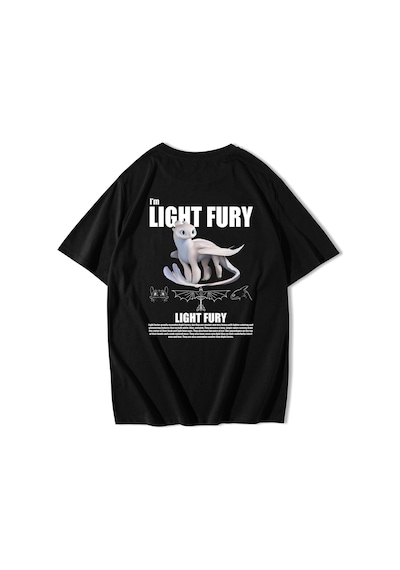 Brz Collection Unisex Oversize Light Fury Ejderhanı Nasıl Eğitirsin T-shirt Siyah