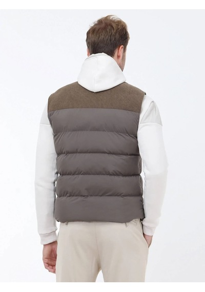 Kip Vizon Regular Fit Dik Yaka Casual Dokuma Spor Yelek Vizon