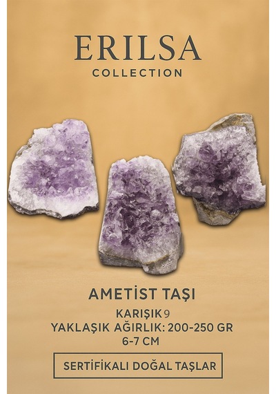 Sertifikalı Ametist Taşı Kütlesi 200-250 Gr Doğal Ham Kristal Ş 57084060