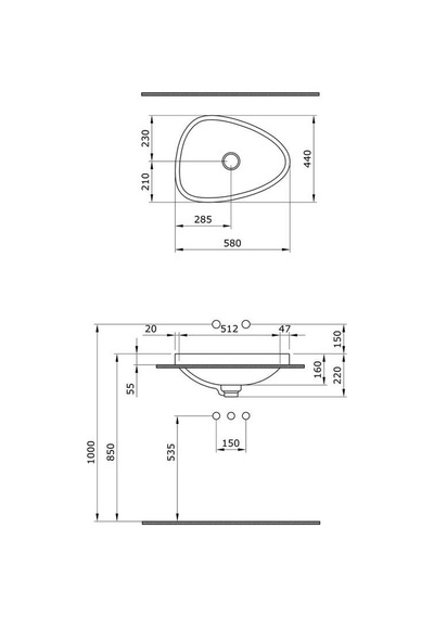 Bocchi Etna Tezgah Üstü Lavabo Parlak Siyah 58 CM 1112-005-0125