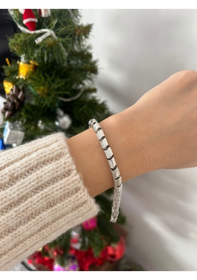 14k Xuping Rodyum Kaplama Unisex Çelik Bileklik Gümüş