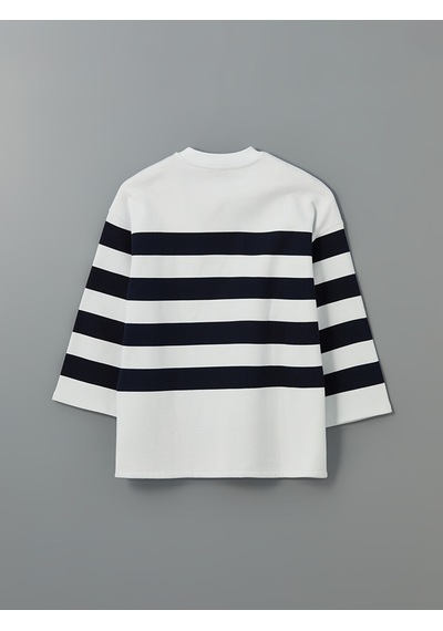 Lcwaıkıkı Classic Lacivert Bisiklet Yaka Çizgili Oversize Kadın Sweatshirt Tunik