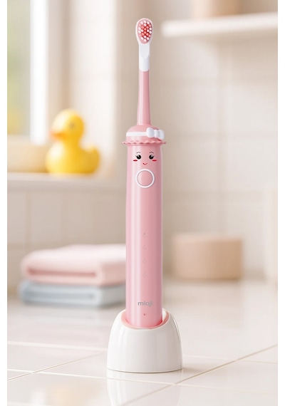 Mioji Oral B2 Kids Care Şarj Edilebilir Diş Fırçası Pembe + 3 Yedek Fırça Başlık ve Taşıma Çantası