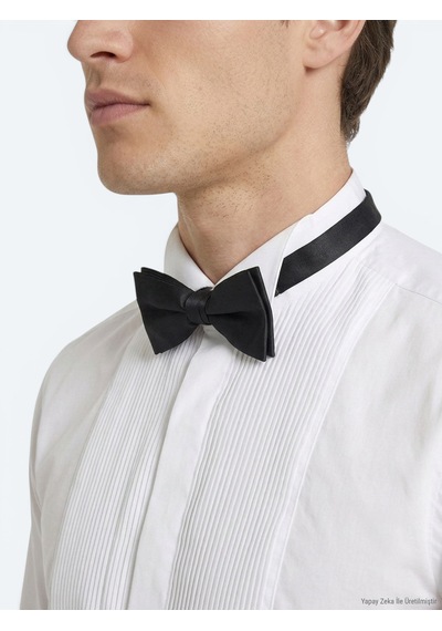 Kip Beyaz Düz Slim Fit Duble Manşet Smokin Gömlek Beyaz -