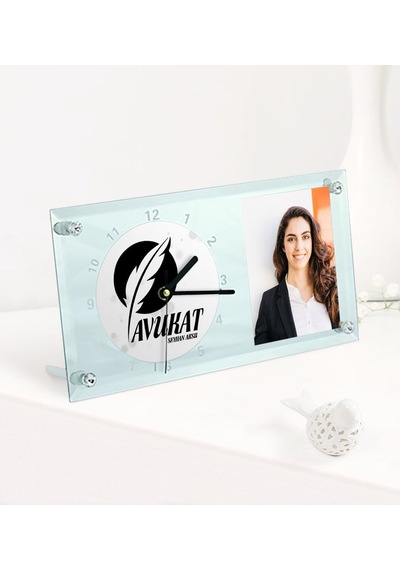 Kişiye Özel Avukat Temalı Masaüstü Cam Saat - 12