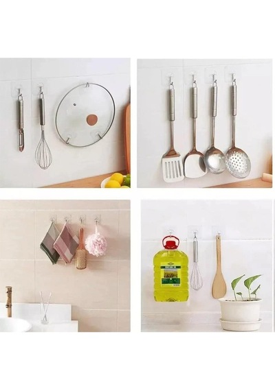 10 Adet Güçlü Yapışkanlı Şeffaf Duvar Askısı Suya Dayanıklı Banyo Şeffaf