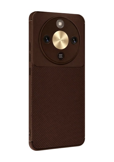 Huawei Honor Magic 8 Lite Karbon Silikon Case Kapak Kahverengi