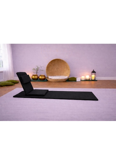 Backjack Meditasyon Sandalyesi Destekli Yer Minderi + 60x180 Kumaş Mat - Backjack 3xl Mat+backjack İkili Set Siyah
