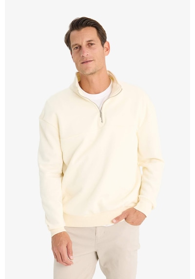 DeFacto Relax Fit Dik Yaka Fermuarlı Basic Düz Kalın Sweatshirt E5334AX24WNER100