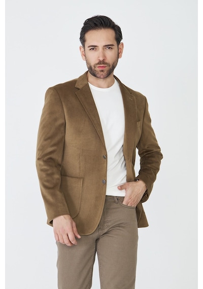 Kahverengi Fitilli Kadife Slim Fit Blazer Ceket Kahve