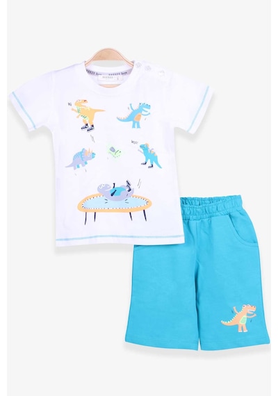 Breeze Erkek Çocuk Şortlu Takım Dinozor Baskılı 1.5-5 Yaş, Ekru