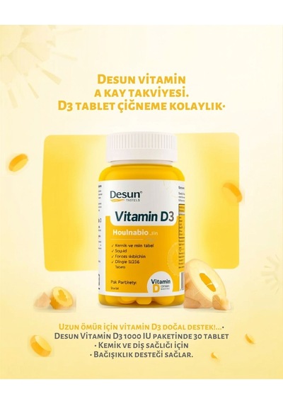 Desun Vitamin D3 1000IU 30 Çiğneme Tableti