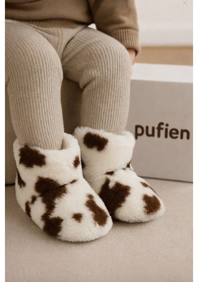 Çocuk Ve Bebek Panduf, Kışlık Peluş Bot, Yumuşak, Sıcak Tutan, Kaymaz Tabanlı Ev İçi - Kahverengi
