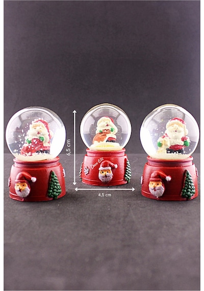 3 Adet Noel Baba Temalı Karışık Mini Boy Işıklı Kar Küresi