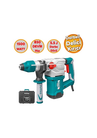 Total TH115326 Kırıcı Delici Darbeli Matkap 1500 W Kömürlü Ahşap Metal Beton Elektropnömatik Delme Kırma Makine
