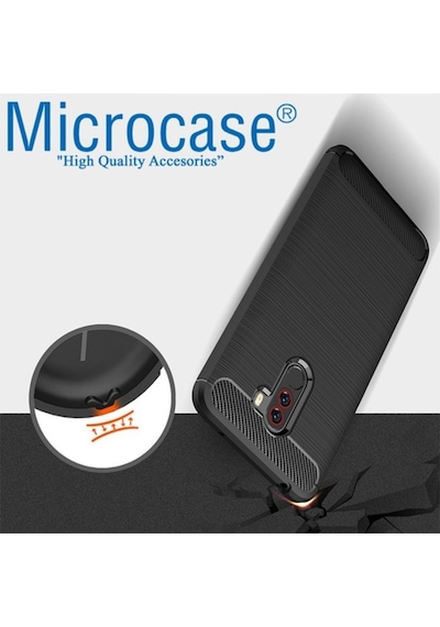 Microcase Xiaomi Pocophone F1 Brushed Carbon Fiber Silikon Kilif 286662594 - Seçenek / Renk-Gri