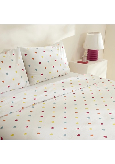Sarah Anderson Amour Kalp Desenli Çift Kişilik Nevresim Takımı Multicolour