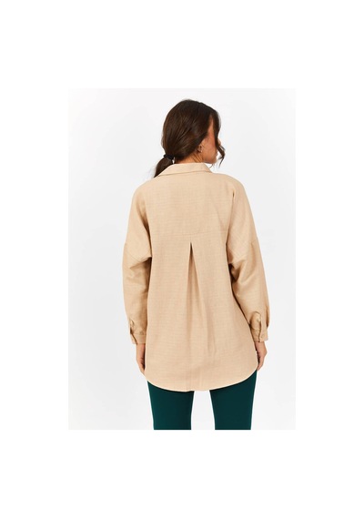 Armonika Kadın Krem Oversize Uzun Basic Gömlek Arm-22y001118