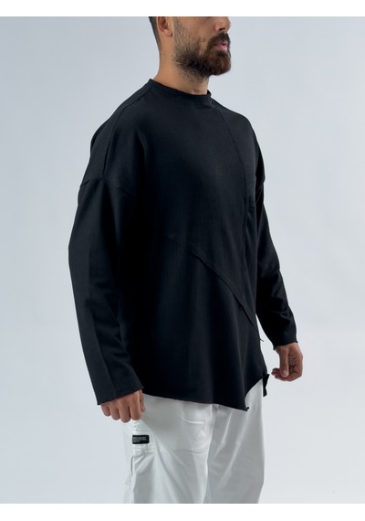 Cocopelli Asimetrik Dikişli Siyah Erkek Sweatshirt Coc3455