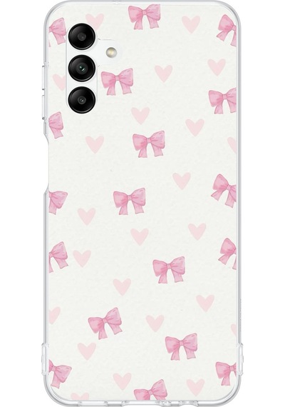 Samsung Galaxy A04s Uyumlu Fiyonklar Ve Pembe Kalpler Baskılı Silikon Kılıf Renkli