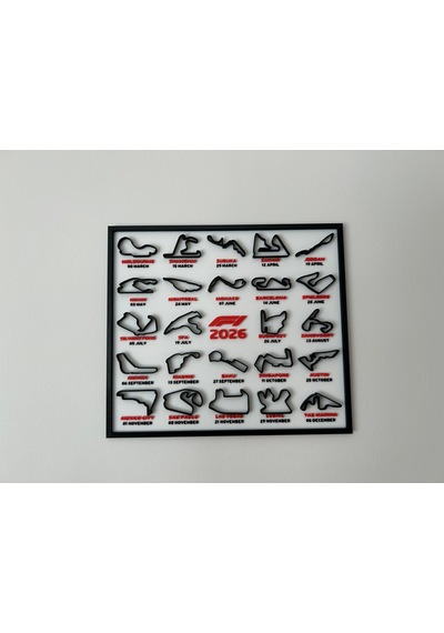 Formula 1 2026 Takvimi 3d Pist Tablosu 22x25 Cm Masaüstü Standlı & Duvara Asılabilir Çerçeve