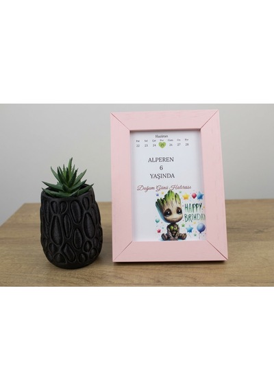 Ahşap & Halat Desenli Modüler Çerçeve Açık Pembe