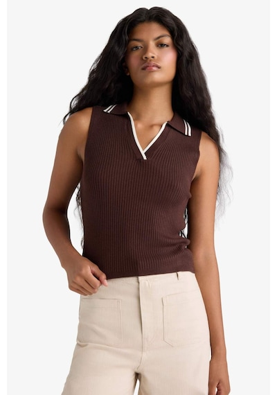 Defacto Fitted Polo Yaka Triko Atlet F7770ax25aubn250 Kahve